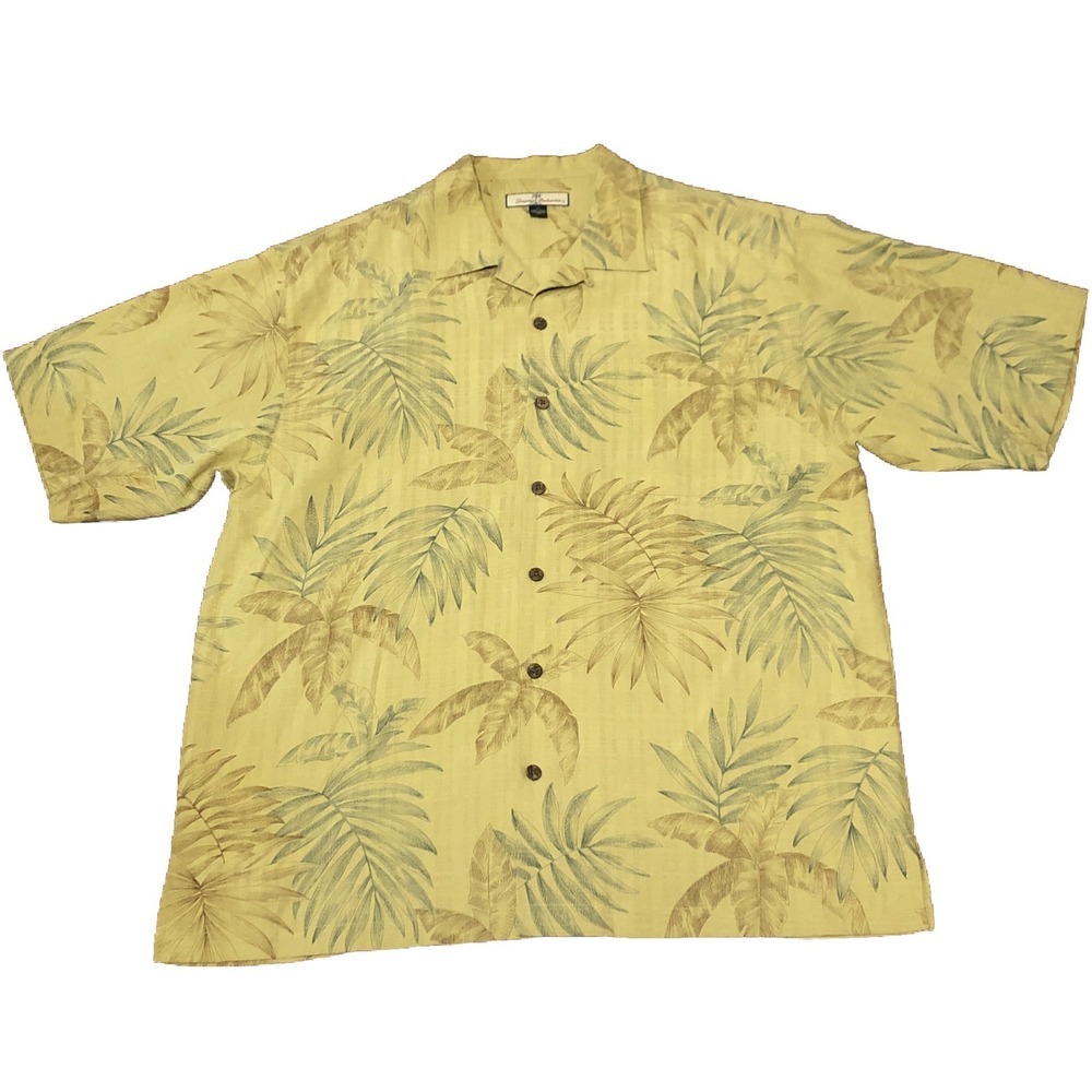 Tommy Bahama Hawaiian 100%‎ Silk Short Sleeve Button Down Relaxed Shirt Men's XL